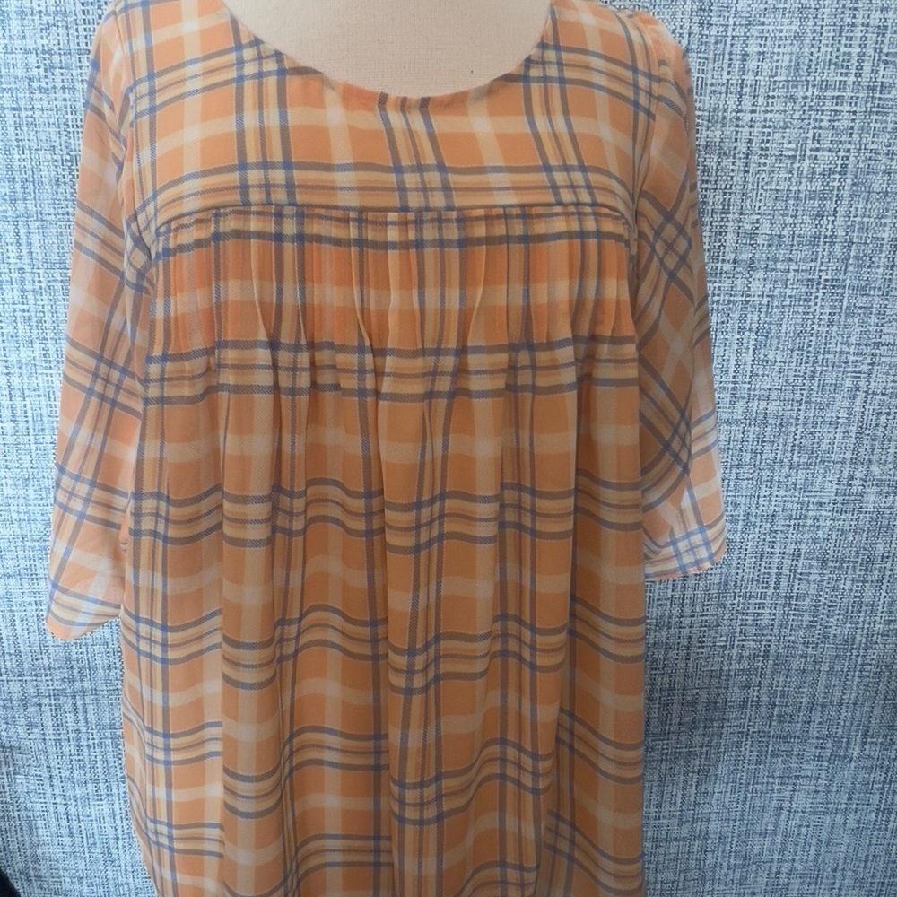 Plaid Sheer Blouse Michael Kors